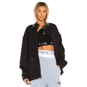 Boys Lie Black Cotton Bomber Jacket Silver Angel Hardware One Size Made in USA